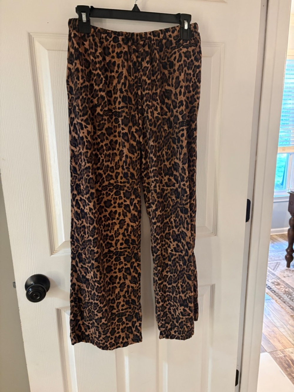 Daisy Street Leopard-Print Wide Leg Pants in Brown & Black Size Large